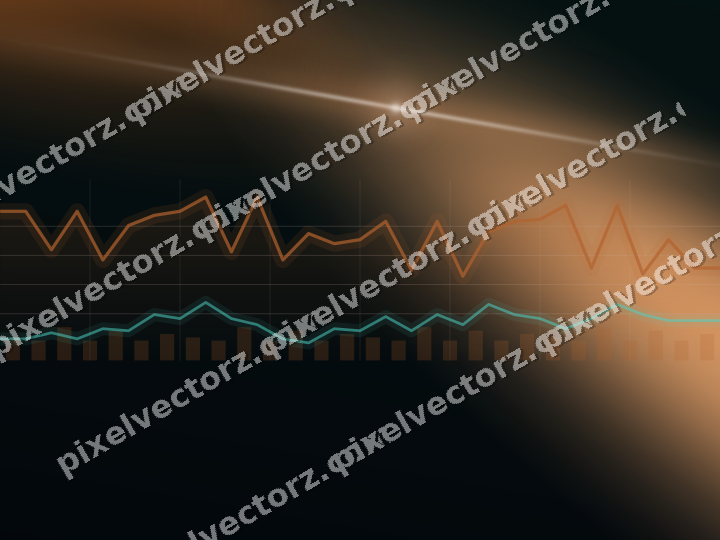 Glowing neon chart background in orange and teal