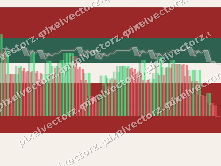 Glowing neon chart background in dark red and dark green