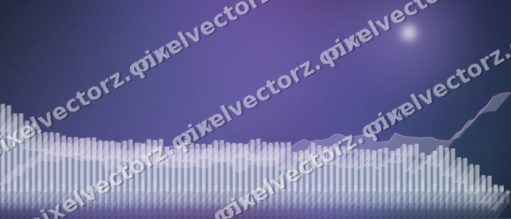 Glowing neon chart background in purple and blue