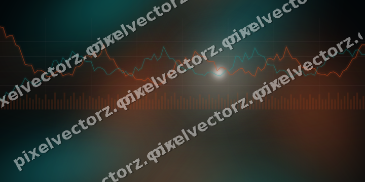Glowing neon chart background in orange and teal