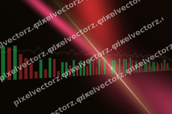 Glowing neon chart background in red and orange