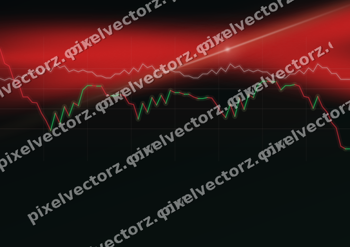 Glowing neon chart background in red and green