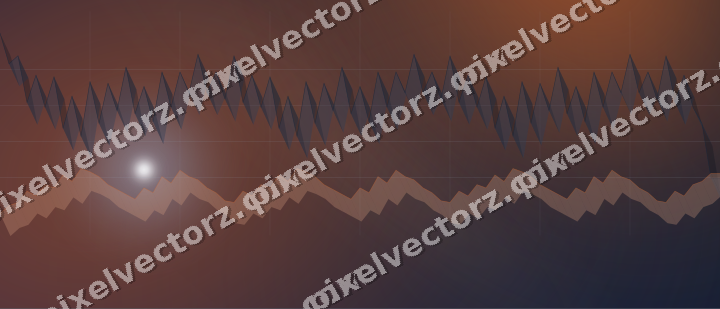 Glowing neon chart background in dark blue and orange