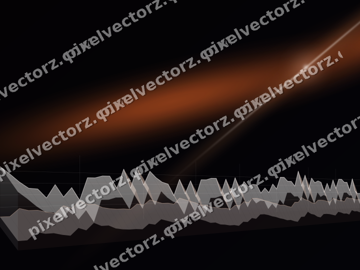 Glowing neon chart background in orange and blue