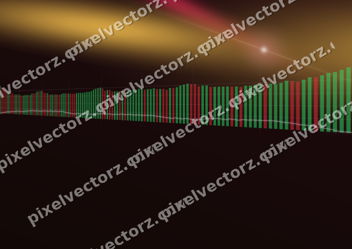 Glowing neon chart background in pink and amber