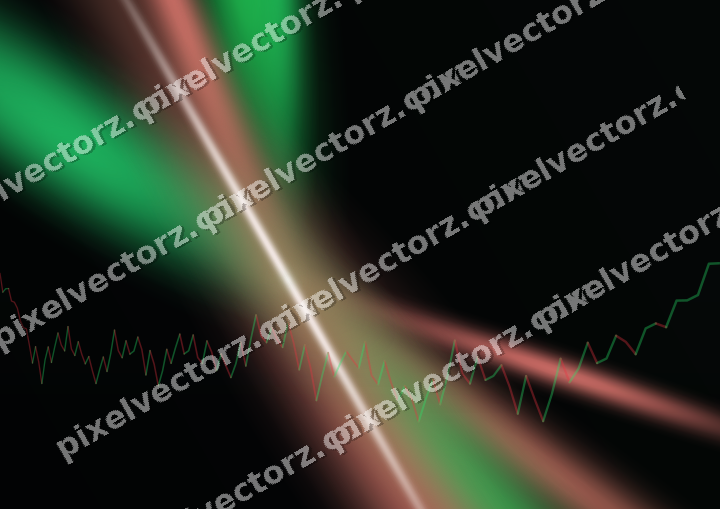 Glowing neon chart background in green and red