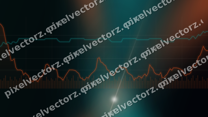 Glowing neon chart background in orange and teal