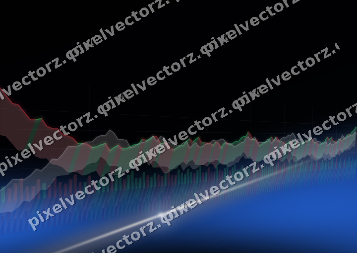 Glowing neon chart background in blue and red
