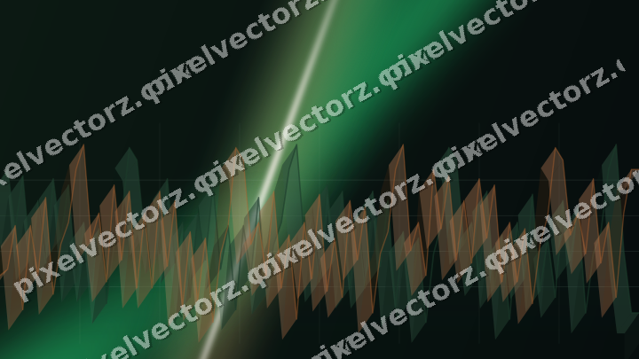 Glowing neon chart background in green and orange
