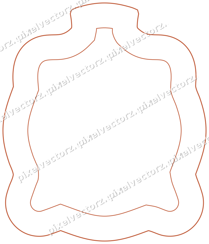 Decorative line art frame in orange and cyan with label plaque