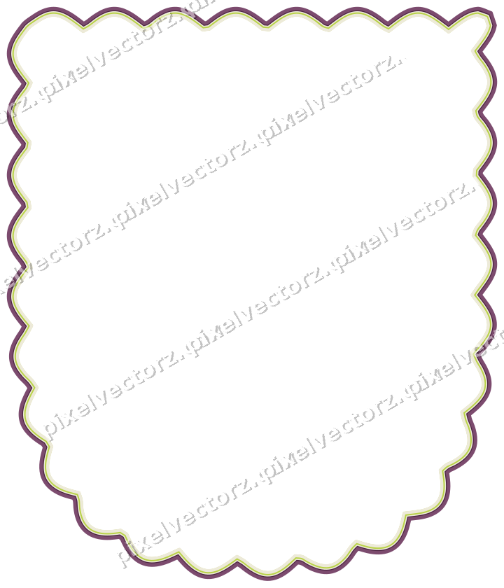 Decorative line art frame in dark magenta and lime with shield