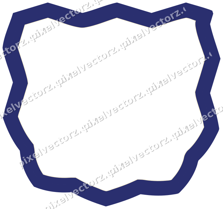 Decorative line art frame in dark blue and amber with shield