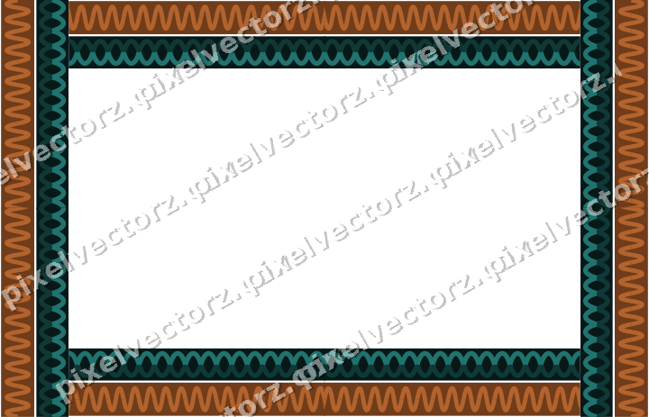 Decorative picture frame border in orange and teal with wave band