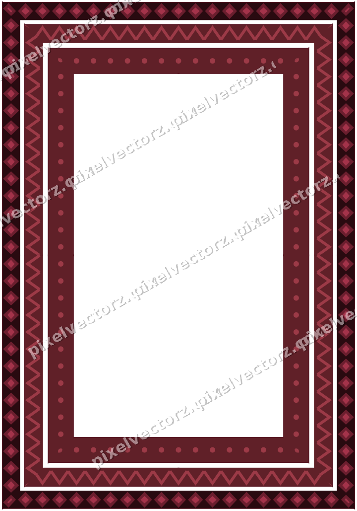 Decorative picture frame border in dark pink and red with zigzag