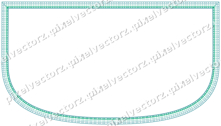 Decorative line art frame in green and teal with shield