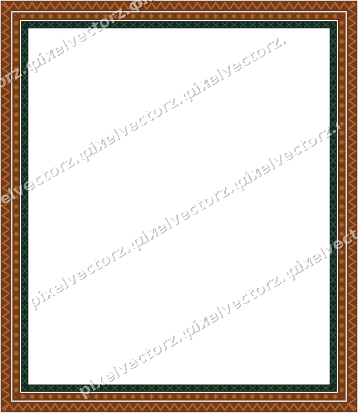 Decorative picture frame border in dark green with star band