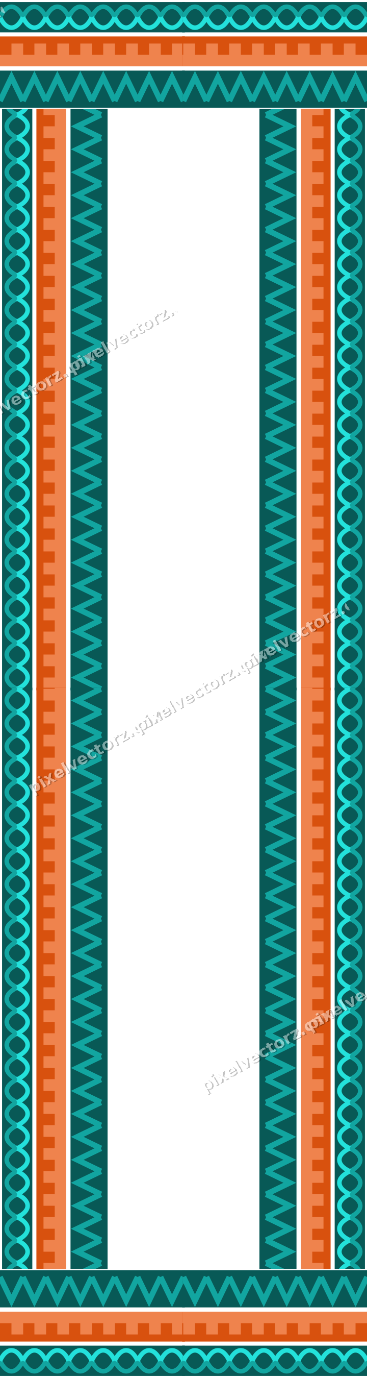 Decorative picture frame border in orange and teal with guilloche