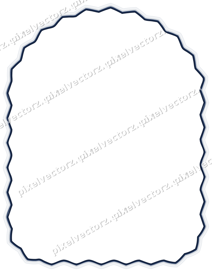 Decorative line art frame in dark blue and white with label plaque
