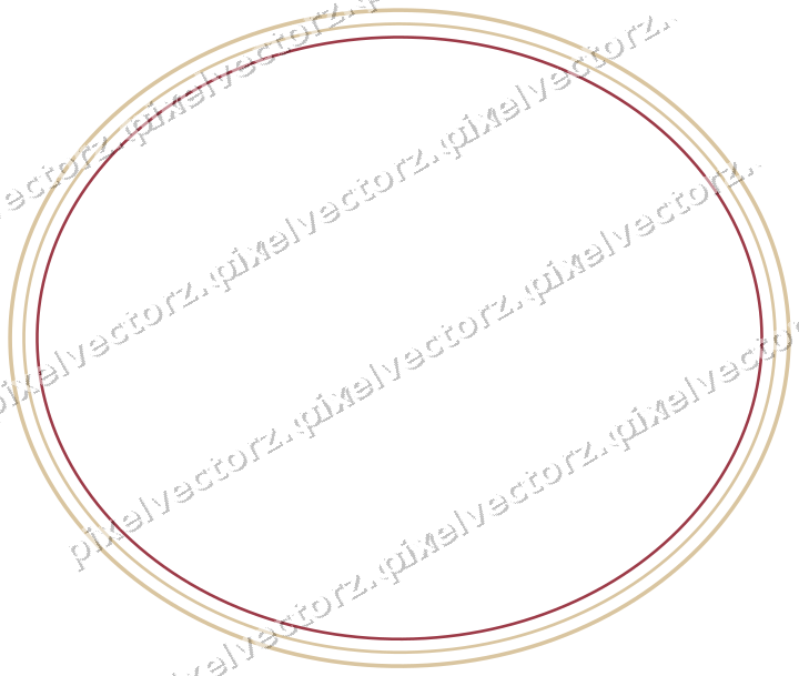 Decorative line art frame in dark pink and red with oval