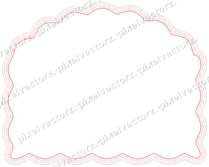 Decorative line art frame in pale pink and pale red with label plaque