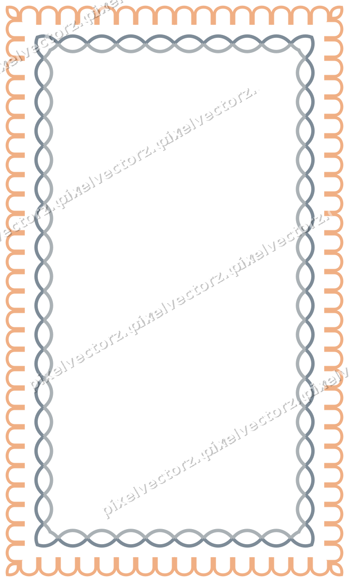 Decorative picture frame border in blue and orange with arcade frieze