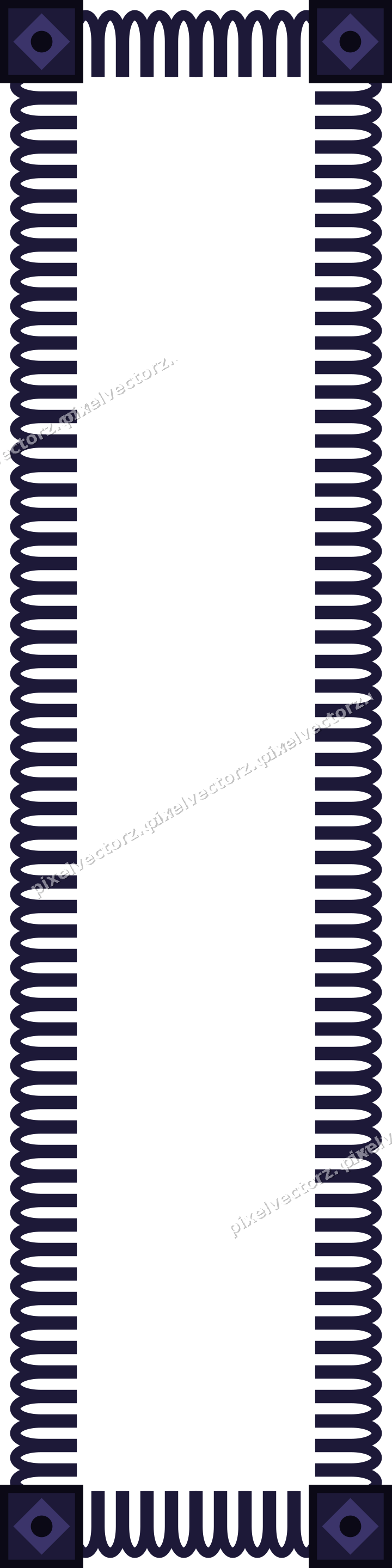 Decorative picture frame border in orange and blue with arcade frieze