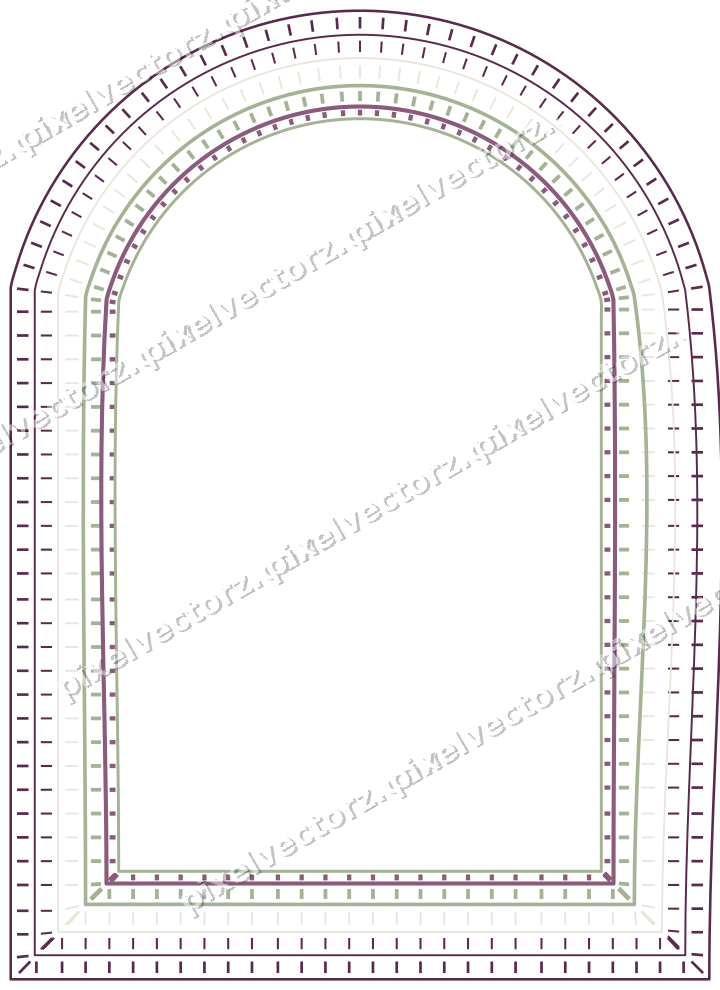 Decorative line art frame in dark magenta and lime with label plaque