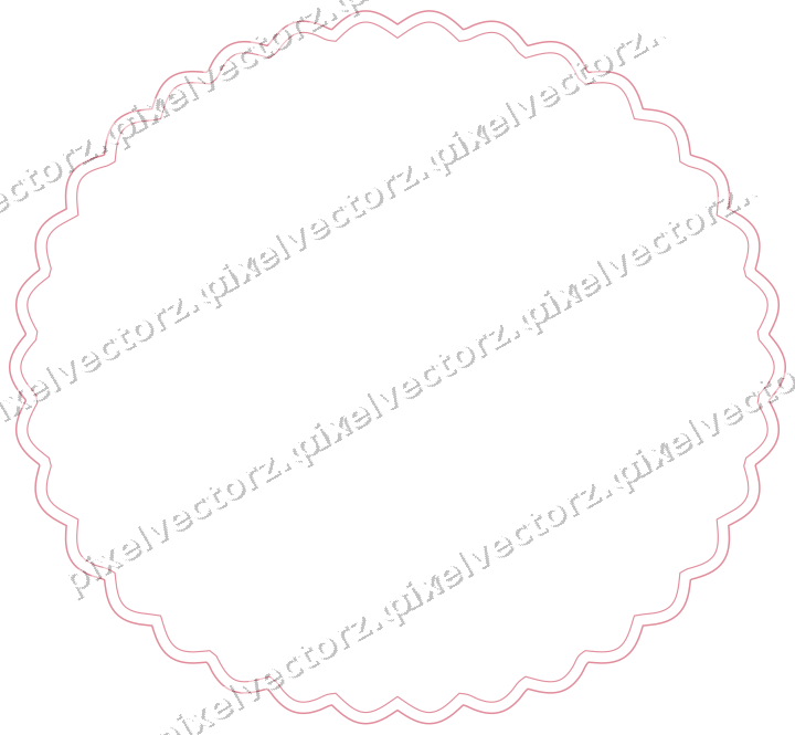 Decorative line art frame in pale pink and pale red with oval