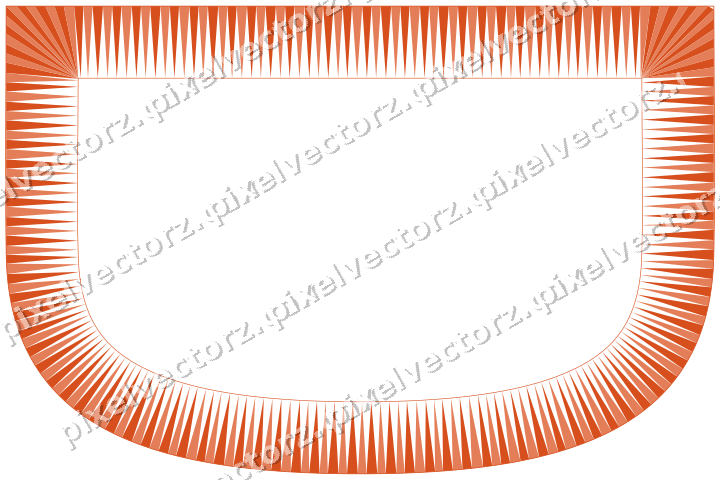 Decorative line art frame in orange and teal with shield and dentil