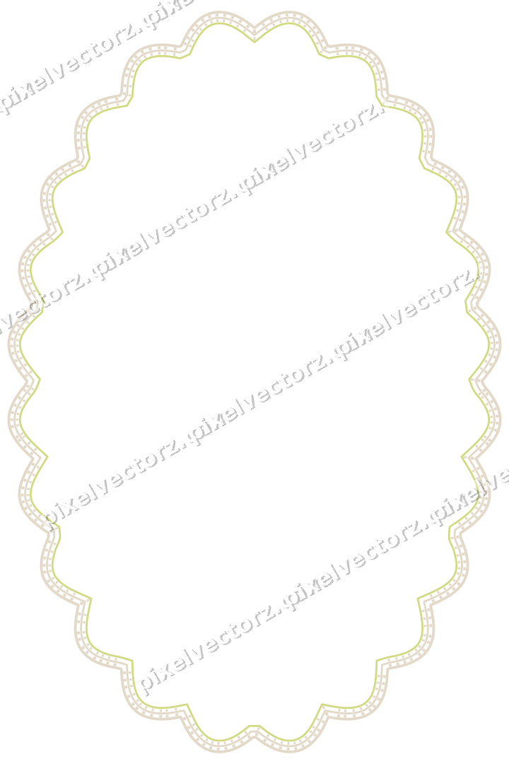 Decorative line art frame in lime and yellow with oval