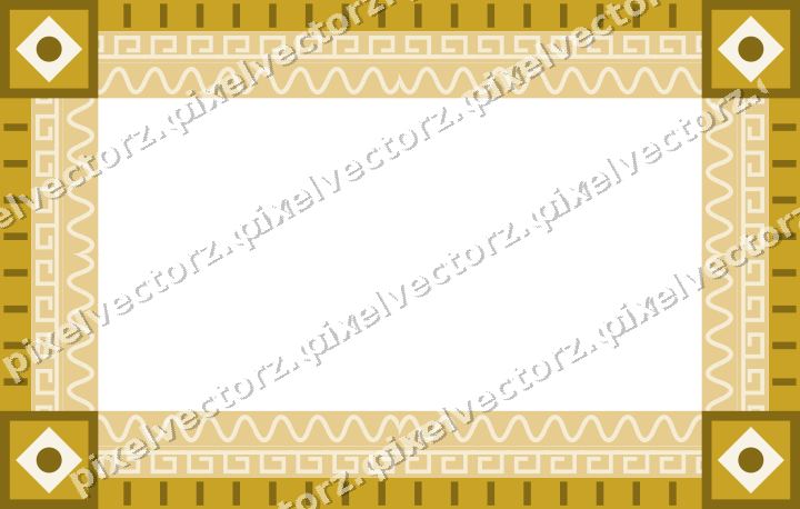 Decorative picture frame border in dark green and amber with greek key