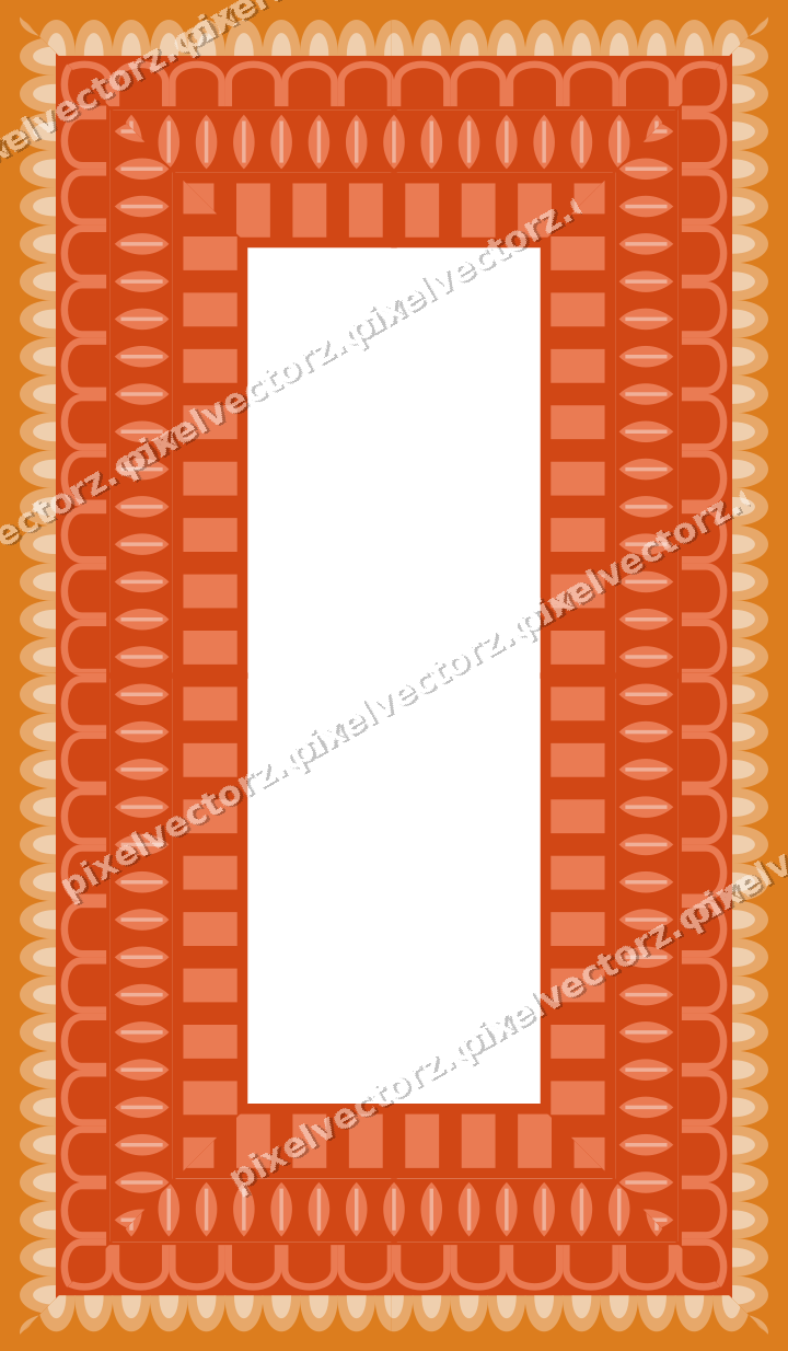 Decorative picture frame border in red and orange with scale band