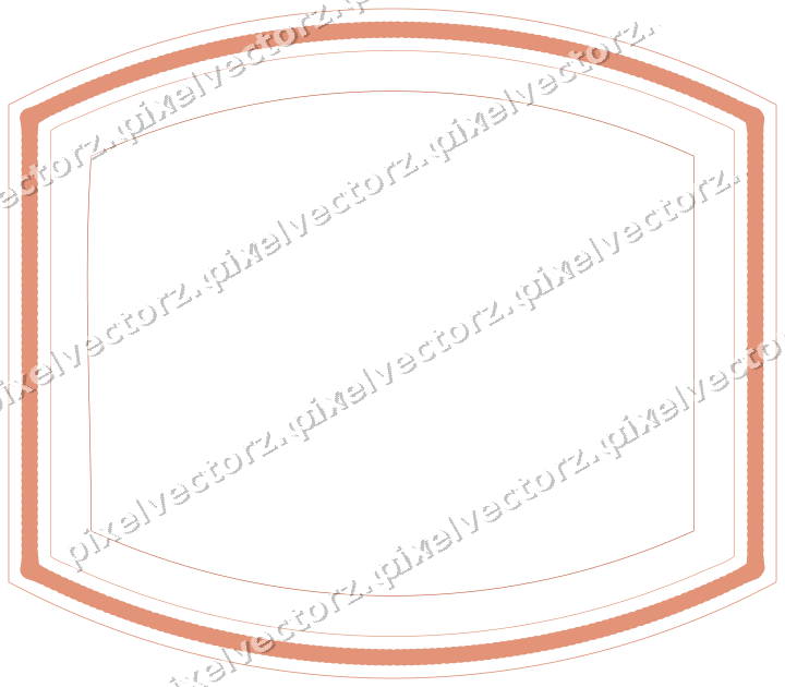 Decorative line art frame in orange and cyan with label plaque