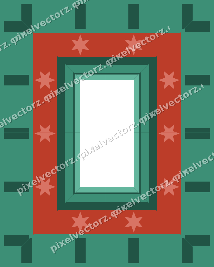 Decorative picture frame border in amber and green with star band