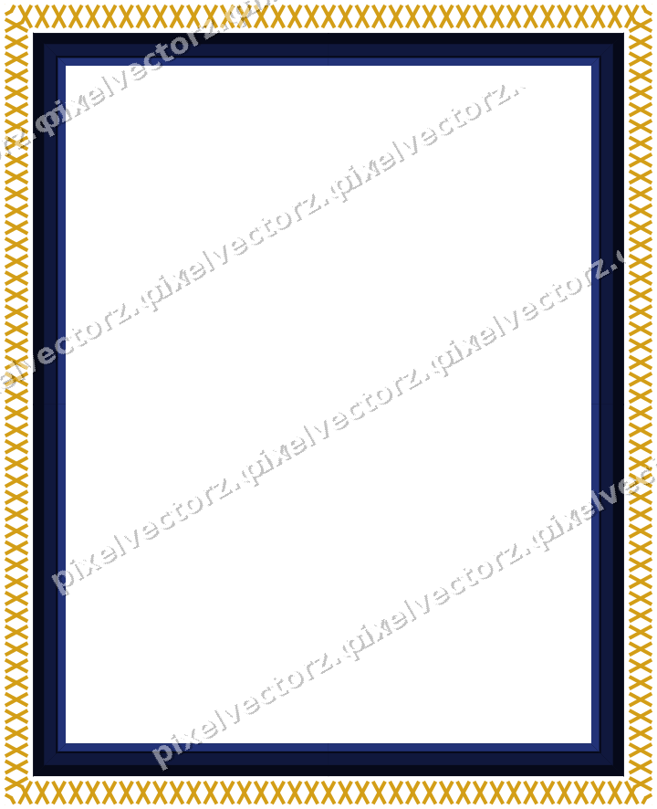Decorative picture frame border in amber and blue with cross band