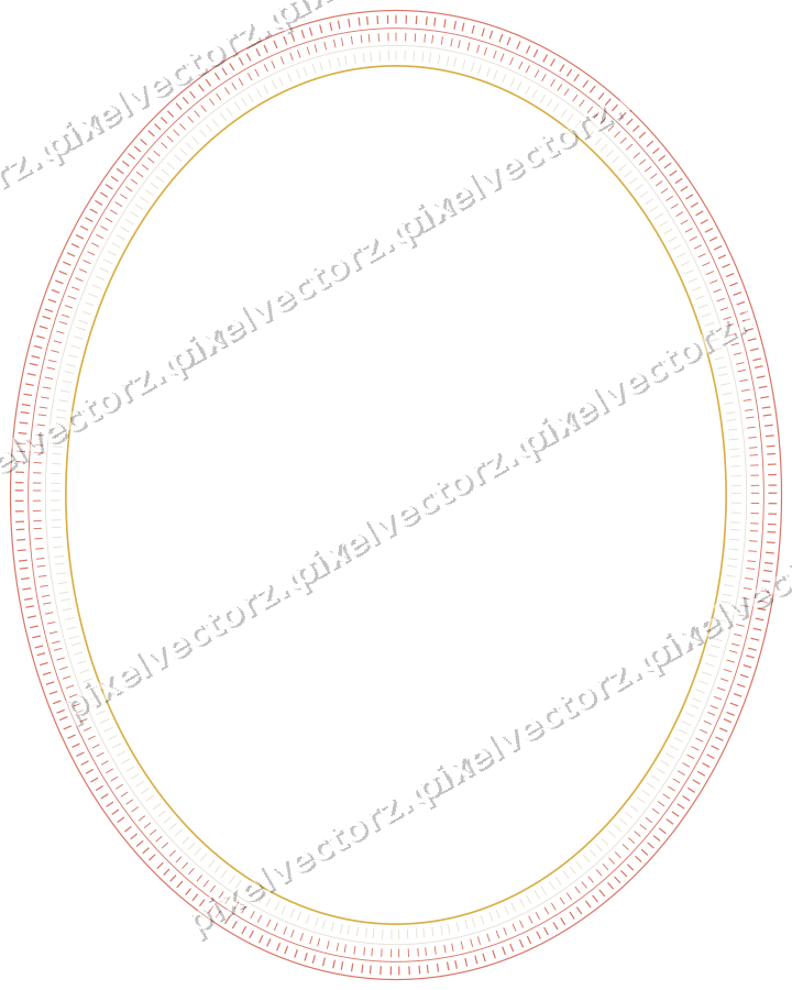 Decorative line art frame in amber and green with oval and dashed line