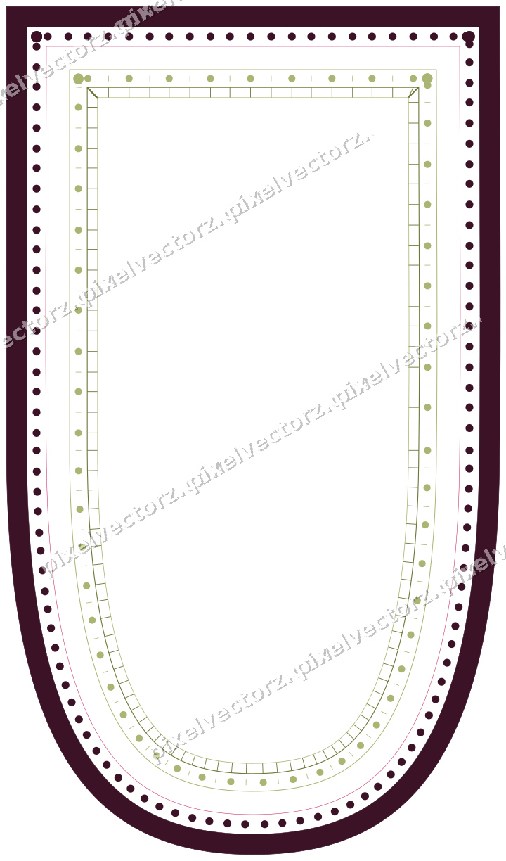 Decorative line art frame in lime and pink with shield and solid band