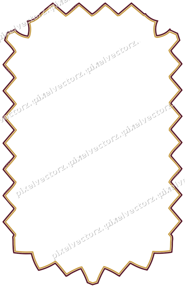 Decorative line art frame in dark pink and amber with label plaque