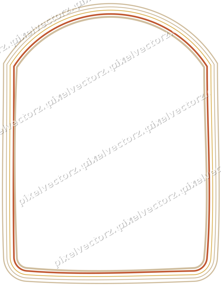 Decorative line art frame in orange and amber with label plaque