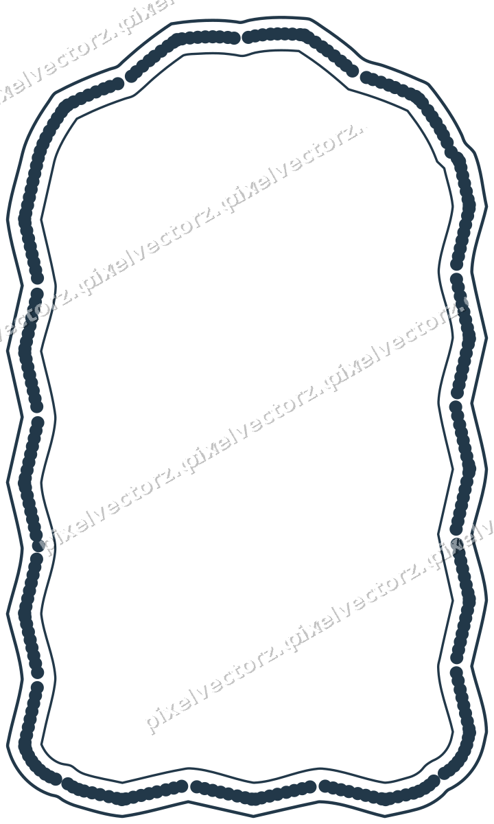 Decorative line art frame in orange and cyan with label plaque