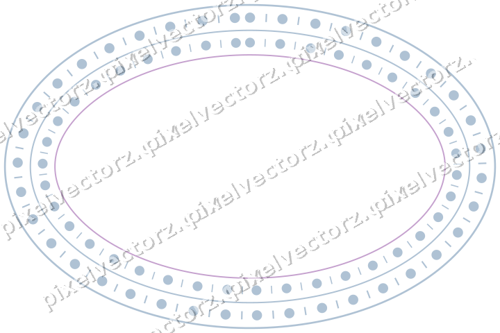 Decorative line art frame in purple and blue with oval and beaded line