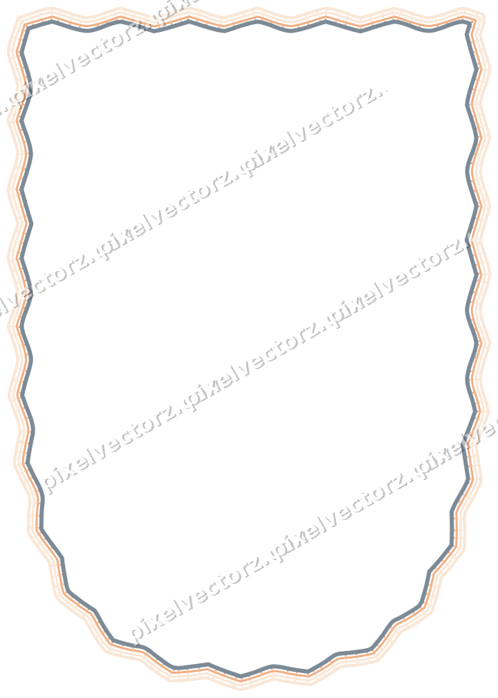 Decorative line art frame in blue and orange with shield