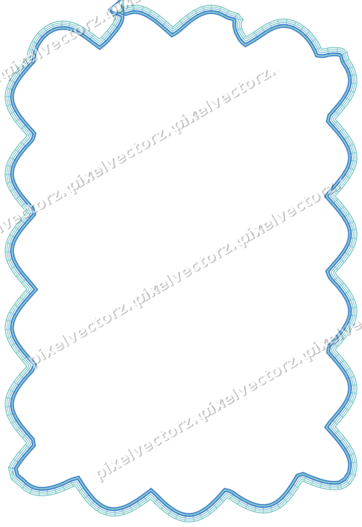 Decorative line art frame in blue and cyan with label plaque