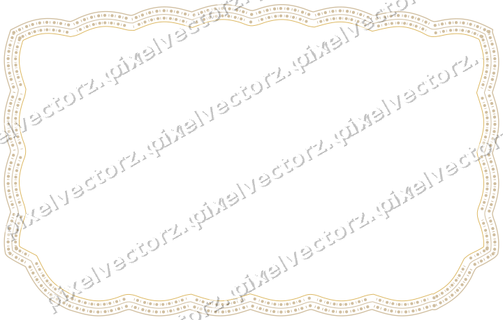 Decorative line art frame in orange and amber with label plaque
