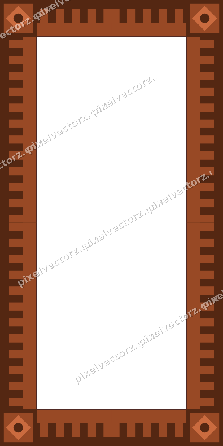 Decorative picture frame border in orange and blue with step band