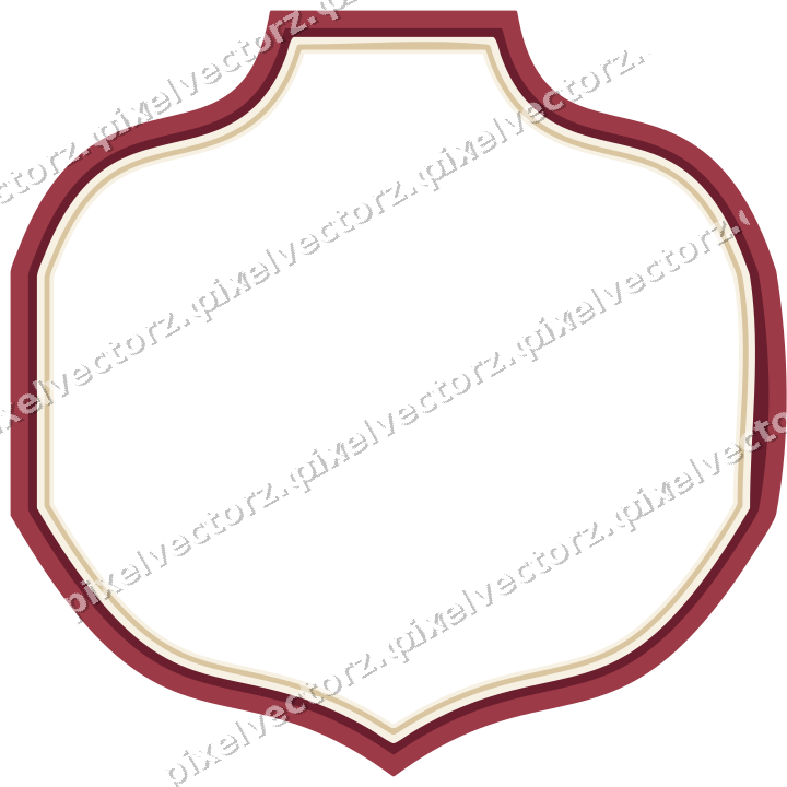 Decorative line art frame in dark pink and red with label plaque