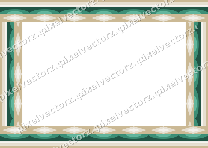 Decorative picture frame border in amber and green with scale band