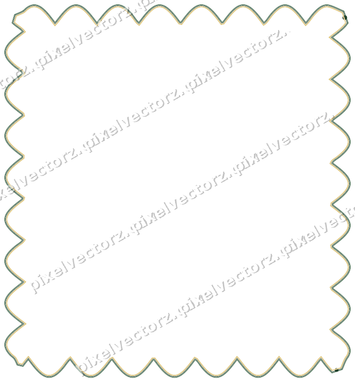 Decorative line art frame in dark green and amber with label plaque
