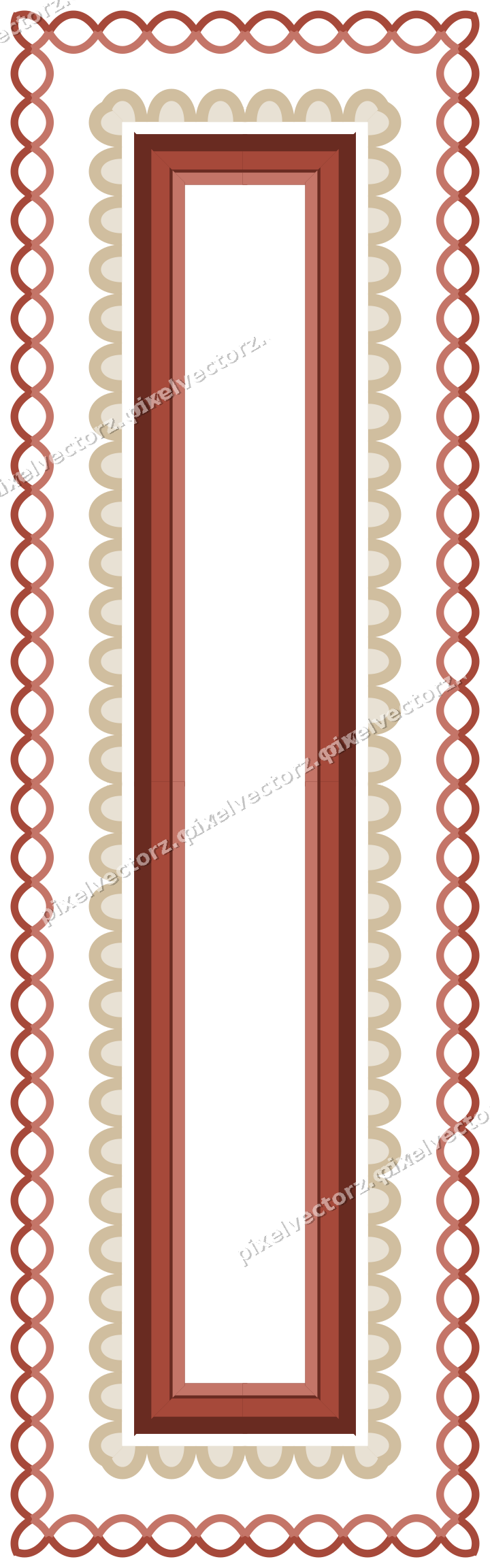 Decorative picture frame border in orange and amber with scale band