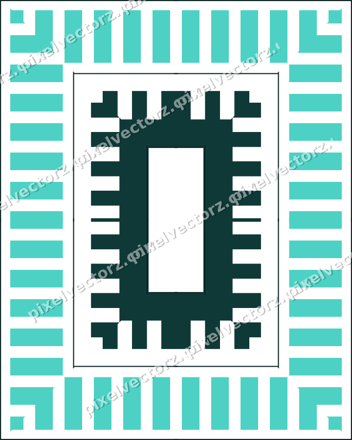 Decorative picture frame border in orange and teal with step band